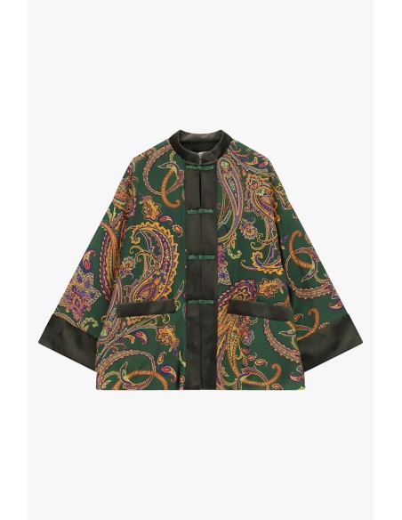 Ruimvallende jas met paisleyprint en knoopsluiting Dixie