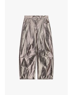 Dixie wijde broek met lederlook en hoge taille 2