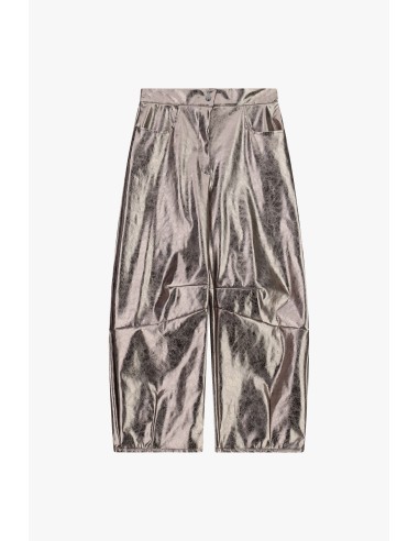 Dixie wijde broek met lederlook en hoge taille
