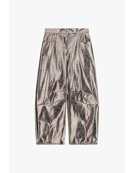 Dixie wijde broek met lederlook en hoge taille