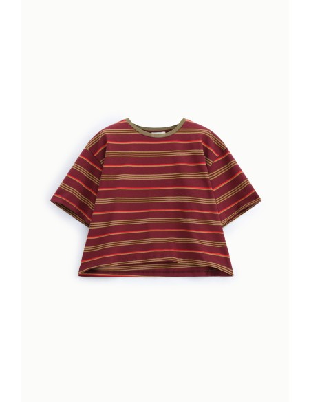 Dixie T-shirt met strepen, losse pasvorm en ronde hals