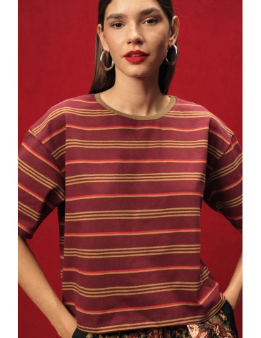 Dixie T-shirt met strepen, losse pasvorm en ronde hals