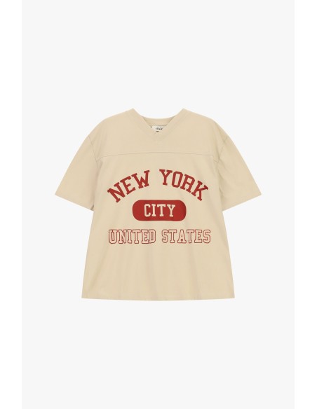 T-Shirt met ronde hals en New York-print en Dixie-opschrift