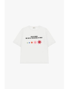 Dixie T-shirt met ronde hals, tekstprint en gekleurde sterren 2