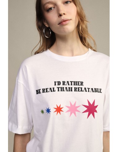 Dixie T-shirt met ronde hals, tekstprint en gekleurde sterren