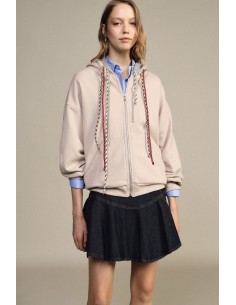 Korte denimrok met uitlopende volant Dixie