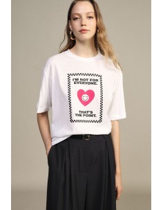 Dixie T-shirt met ronde hals, hartjesprint en tekst