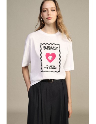Dixie T-shirt met ronde hals, hartjesprint en tekst
