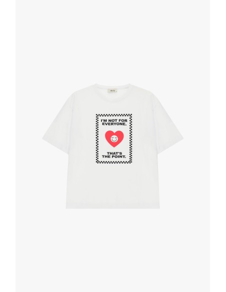 Dixie T-shirt met ronde hals, hartjesprint en tekst