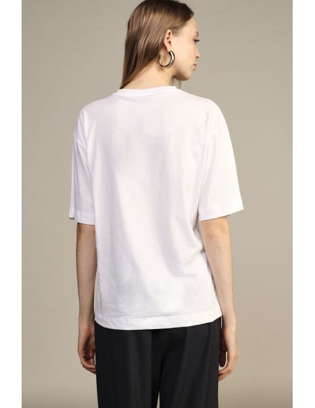 Dixie T-shirt met ronde hals, hartjesprint en tekst