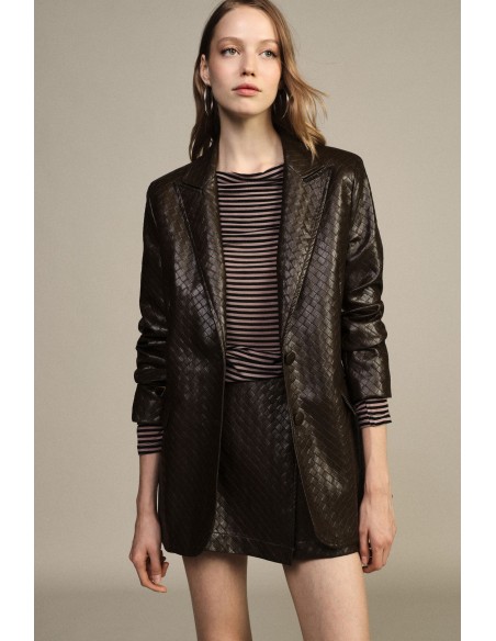 Dixie blazer met dubbele knoopsluiting en ton-sur-ton chevronpatroon
