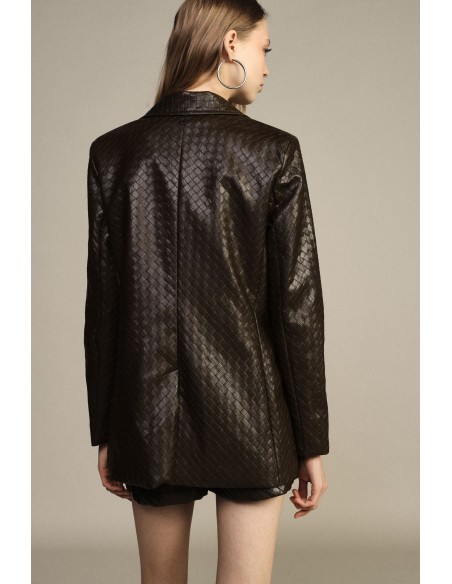 Dixie blazer met dubbele knoopsluiting en ton-sur-ton chevronpatroon