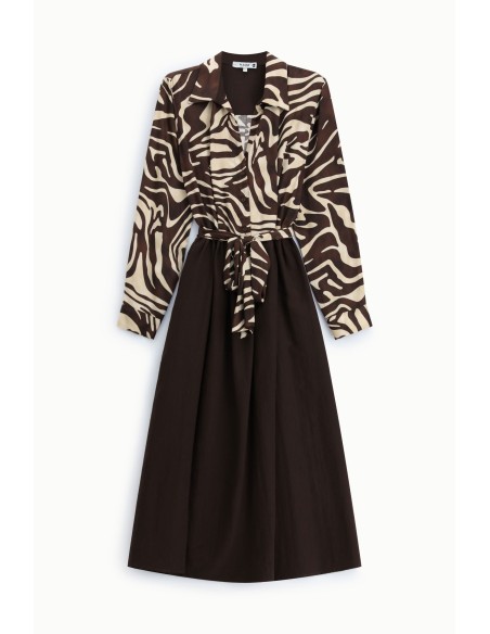Midi-jurk met zebraprint, riem en klassieke kraag, alstublieft