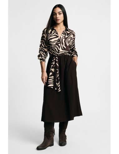 Midi-jurk met zebraprint, riem en klassieke kraag, alstublieft