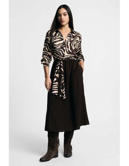 Midi-jurk met zebraprint, riem en klassieke kraag, alstublieft