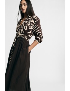 Midi-jurk met zebraprint, riem en klassieke kraag, alstublieft