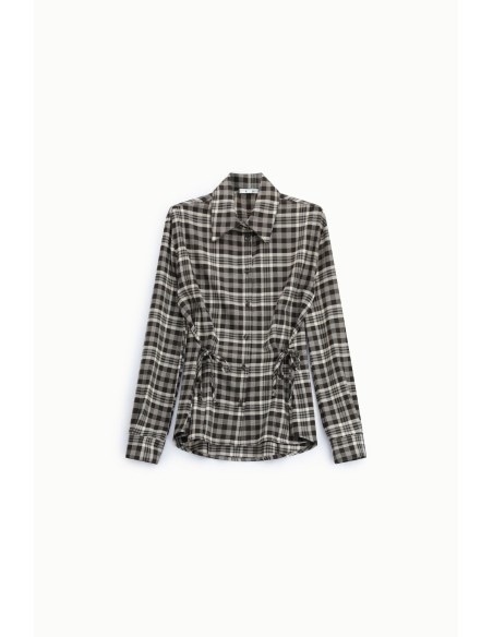 Geruite blouse met trekkoorden aan de zijkanten, alstublieft