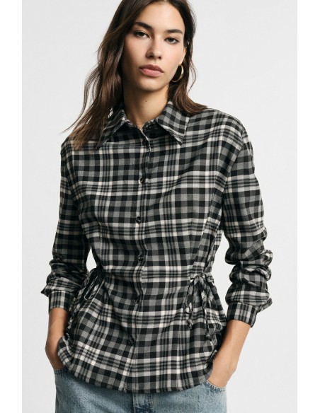 Geruite blouse met trekkoorden aan de zijkanten, alstublieft