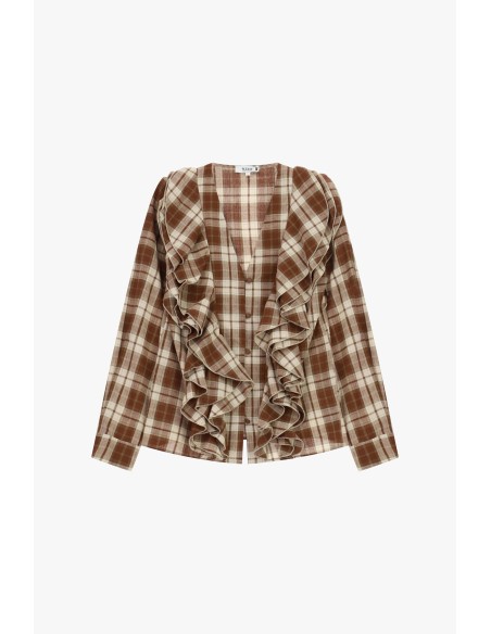 Geruite blouse met ruches aan de voorkant, alstublieft