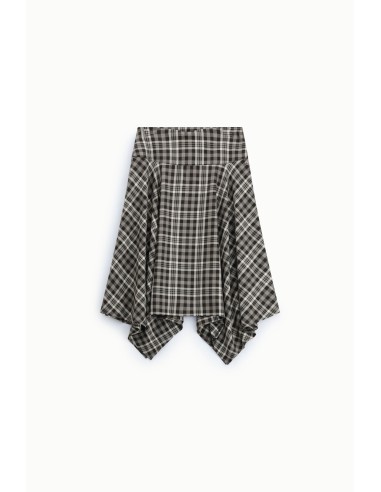 Asymmetrische geruite midi-rok met hoge taille alstublieft