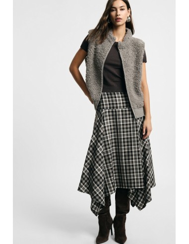 Asymmetrische geruite midi-rok met hoge taille alstublieft