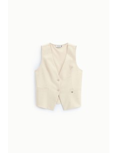 Gilet met V-hals en paspelzakken, alstublieft 2