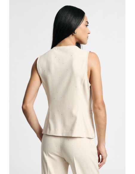 Gilet met V-hals en paspelzakken, alstublieft