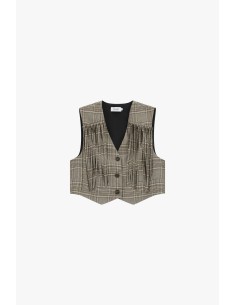 Geruit vest met franjes en knoopsluiting Please 2