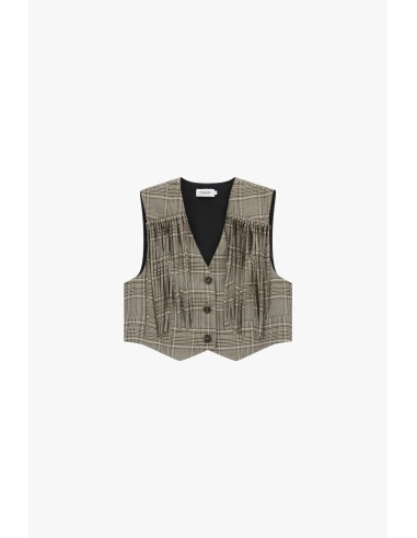 Geruit vest met franjes en knoopsluiting Please
