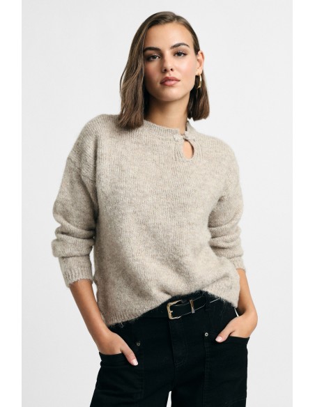 Trui met ronde hals en cut-outdetail, alstublieft