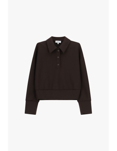 Cropped trui met overhemdkraag en knopen alstublieft