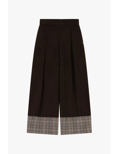 Palazzo-broek met hoge taille en geruite omslag Please