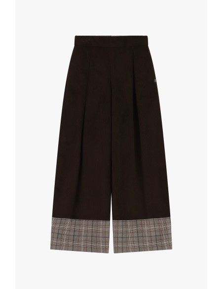 Palazzo-broek met hoge taille en geruite omslag Please