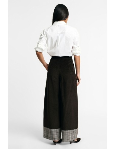 Palazzo-broek met hoge taille en geruite omslag Please