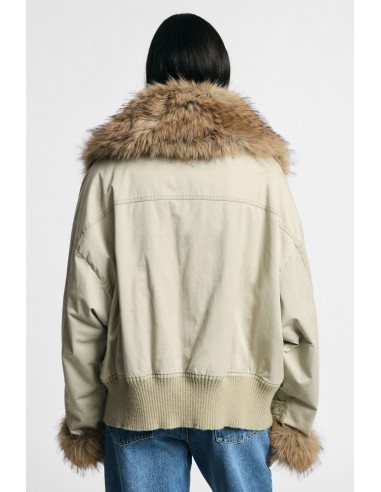 Korte parka met capuchon en bontdetails Please