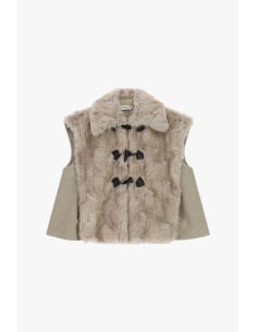 Gilet van imitatiebont met houtje-touwtjesluiting en brede kraag Please 2