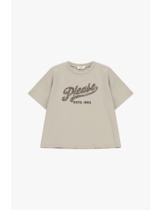 T-shirt met ronde hals en grote print aan de voorkant Please 2