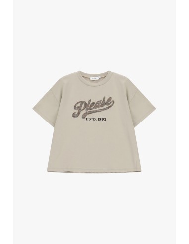 T-shirt met ronde hals en grote print aan de voorkant Please