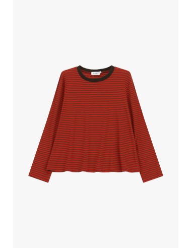 Gestreept T-shirt met ronde hals en lange mouwen Please