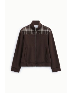 Sweatshirt met rits en geruite inzetstukken op de schouders Please 2