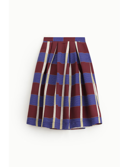 Dixie halflange geplooide rok met geometrisch patroon