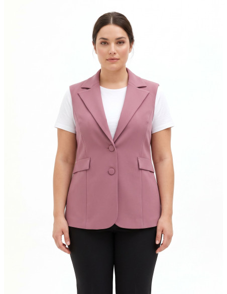 Getailleerd curvy-gilet van scuba-crêpe – Rinascimento Curvy