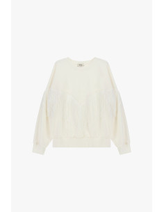 Sweater met ronde hals en decoratieve franjes A V Dixie