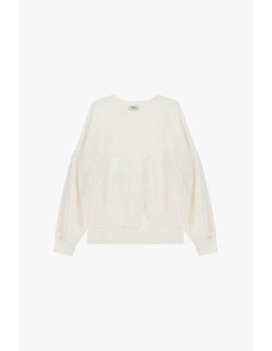 Sweater met ronde hals en decoratieve franjes A V Dixie