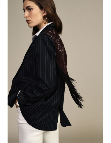 Gestreepte blazer met bandana-zakdoek en franjes van Dixie