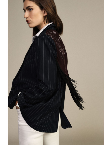 Gestreepte blazer met bandana-zakdoek en franjes van Dixie