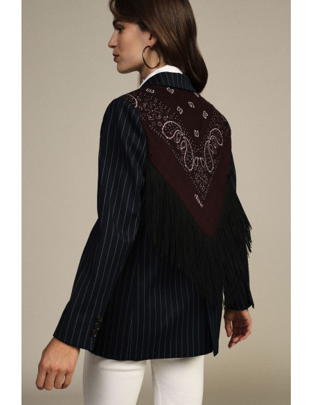 Gestreepte blazer met bandana-zakdoek en franjes van Dixie