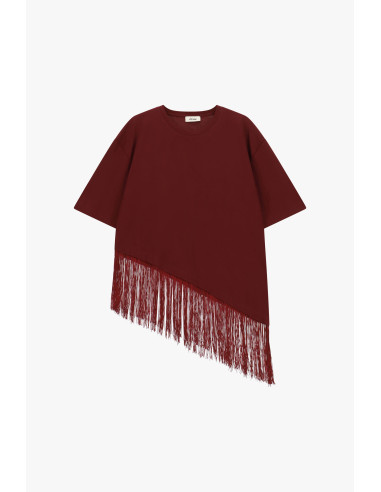 Dixie T-shirt met korte mouwen en asymmetrische franjes