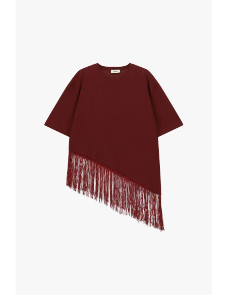 Dixie T-shirt met korte mouwen en asymmetrische franjes