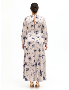 Lange curvy-jurk van satijn met geplooide tailleband – Rinascimento Curvy 2